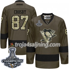 Pittsburgh Penguins tröja Sidney Crosby 87 Adidas 2017-2018 Camo Grön 2017 Stanley Cup Champions Authentic - NHL Tröjor Herr